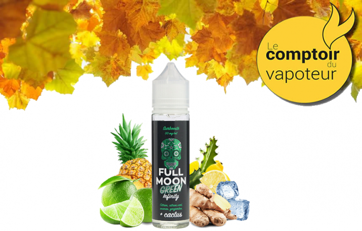 Green Infinity - Citron - Citron vert - Ananas - Gingembre - Cactus - Frais - 40/60 - 50ml - Full Moon - le comptoir du vapoteur